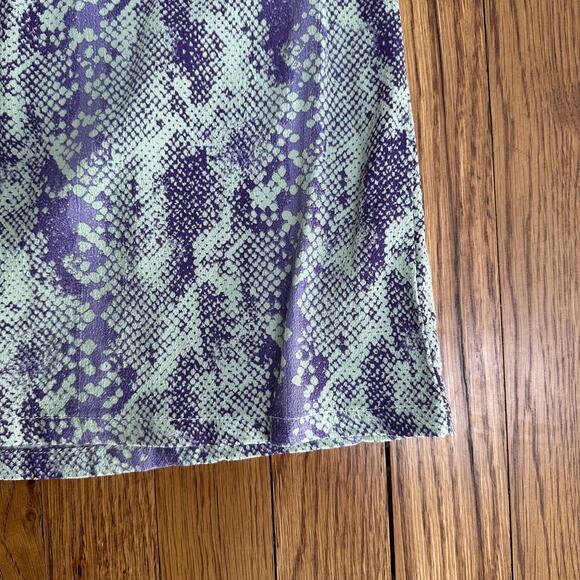 Free People Lime Green Snakeskin Midi Button Front Skirt - Picture 7 of 8